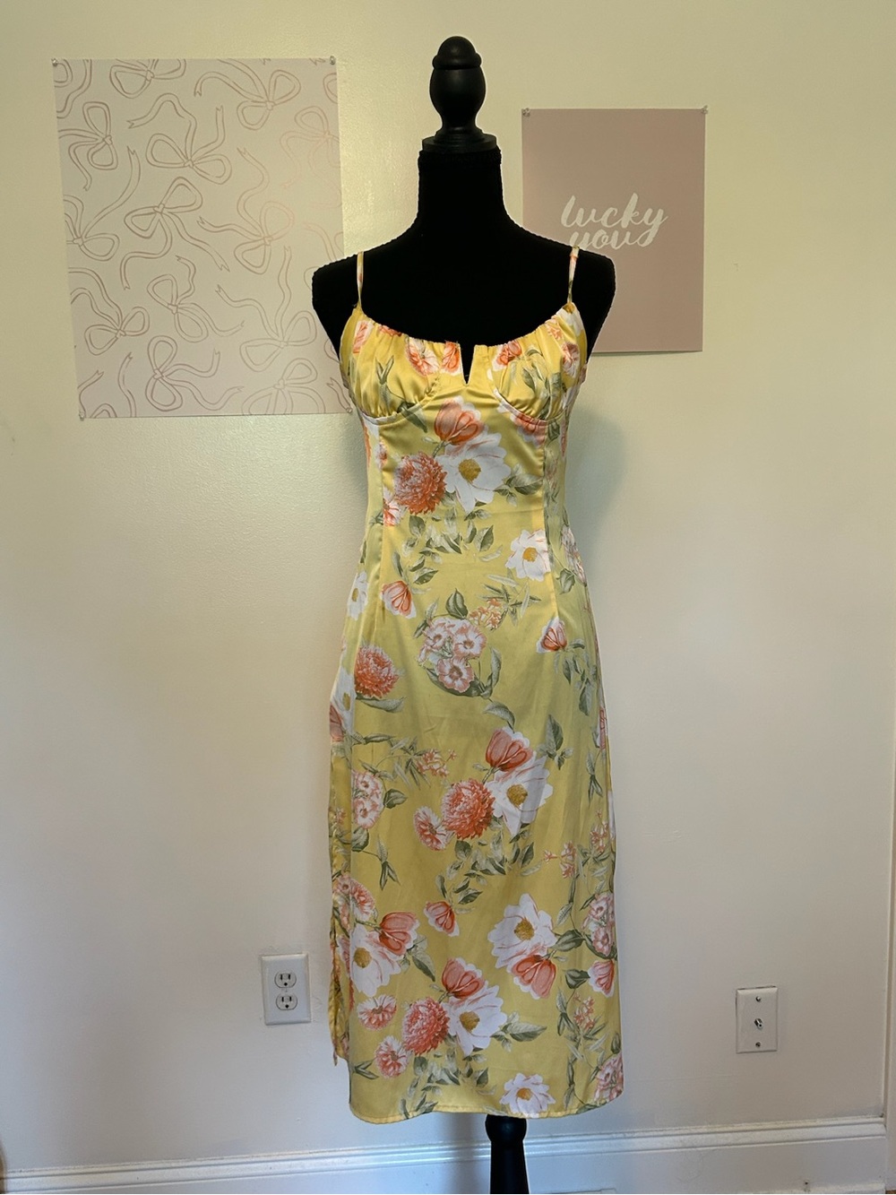 Forever 21 Yellow Floral Maxi Slip Dress